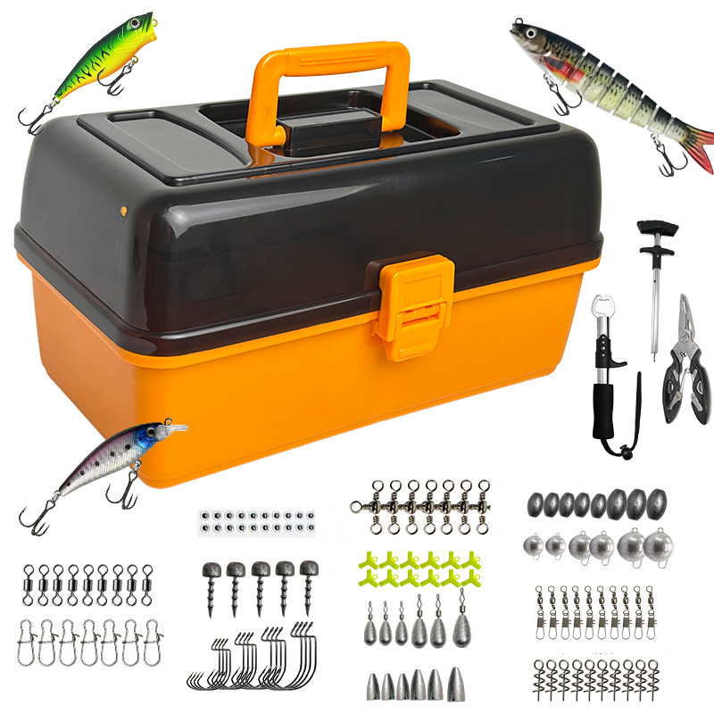 Fishing Lure Accessories - ชุดอุปกรณ์ตกปลาแบบนุ่ม 4 ชั้น ขนาดใหญ่ สำหรับตกปลาภายนอกอาคาร พร้อมตะขอหัวตะกั่ว