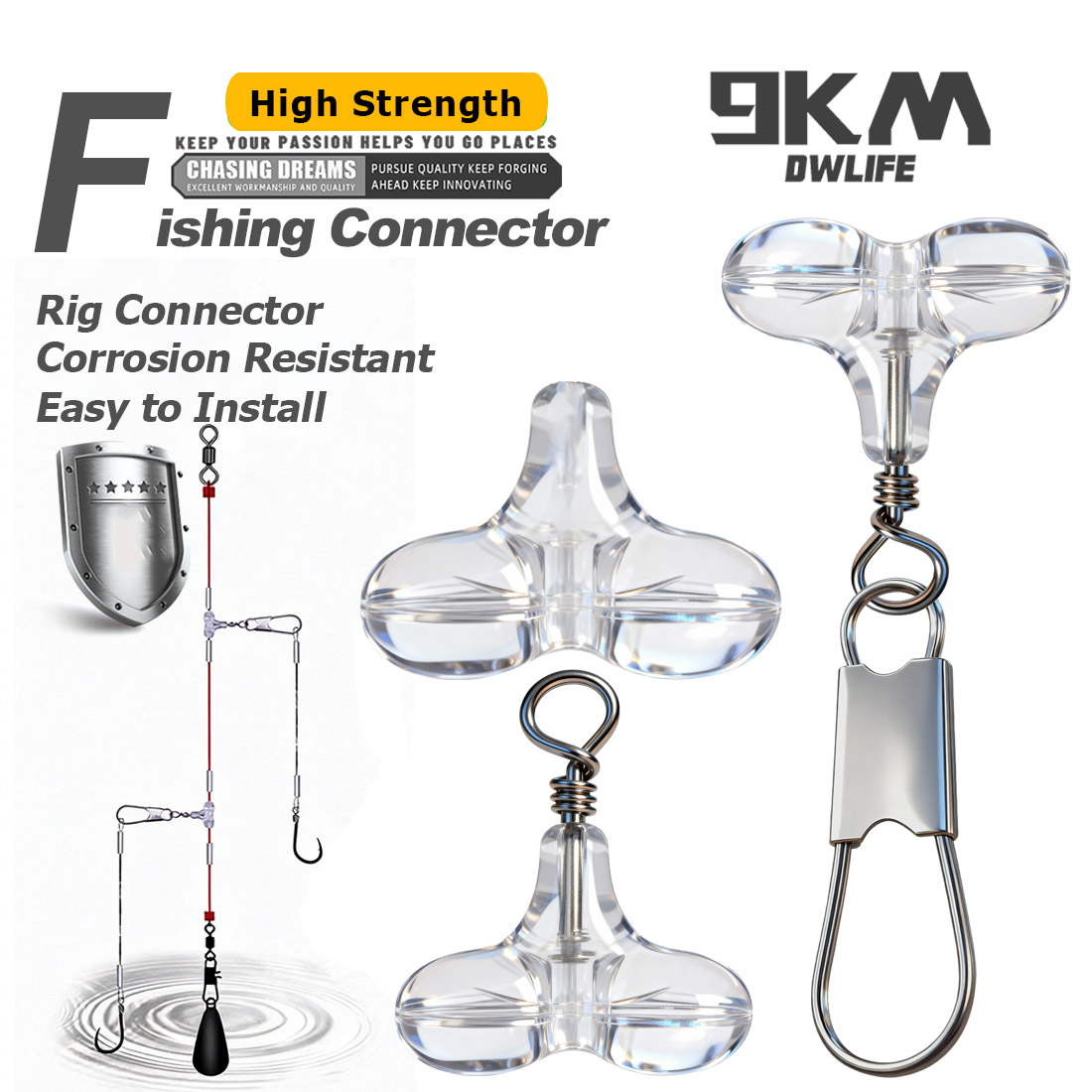 Fishing Lure Accessories - ลูกปัดตกปลาแบบ T รูปทรง 9KM พร้อมตัวล็อค 15