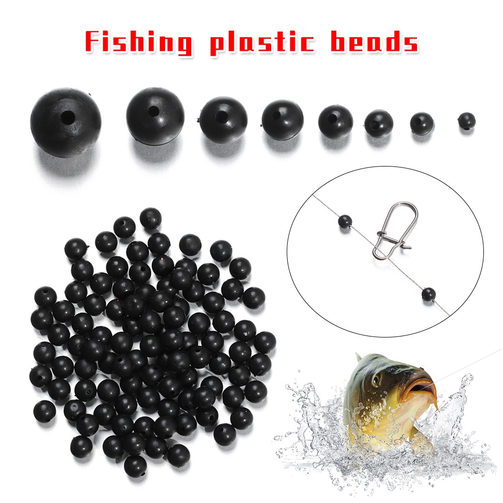 Fishing Lure Accessories - 100ชิ้น/ล็อตลูกปัดตกปลาพื้นที่ Stopper สีดำ3มม.-10มม.Soft และ Hard Beans