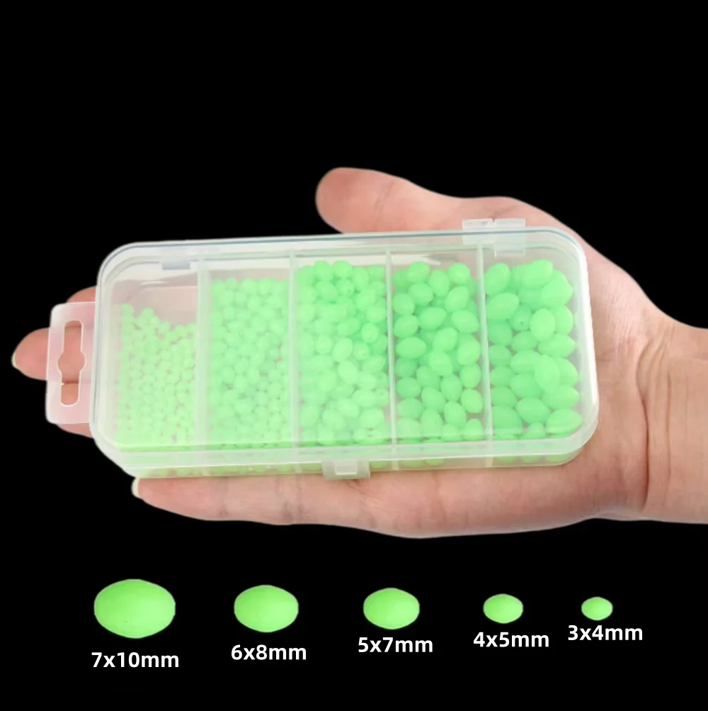 Fishing Lure Soft Plastic - ชุดอุปกรณ์ตกปลา 375 ชิ้น/เซ็ต ลูกปัดเรืองแสงกลางคืน เหยื่อหนอนนิ่ม เหยื่อตกปลาทะเลเรืองแสง
