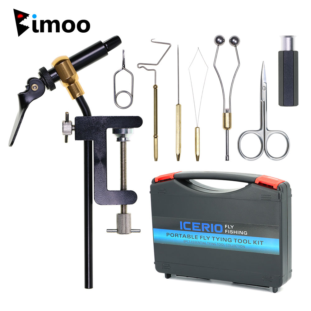 Fishing Lure Making Kit - ชุดเครื่องมือผูกขนแมลงแบบ C-Clamp 8 ชิ้น/ชุด ทำจากเหล็กชุบแข็ง พร้อมที่วางหลอดด้าย